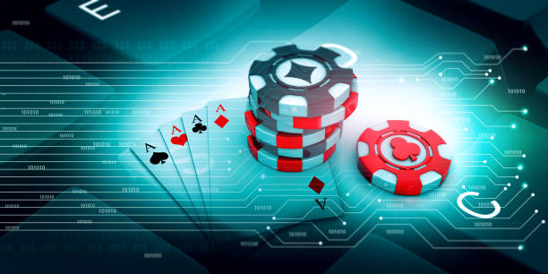 Online rummy playing. 3d illustration